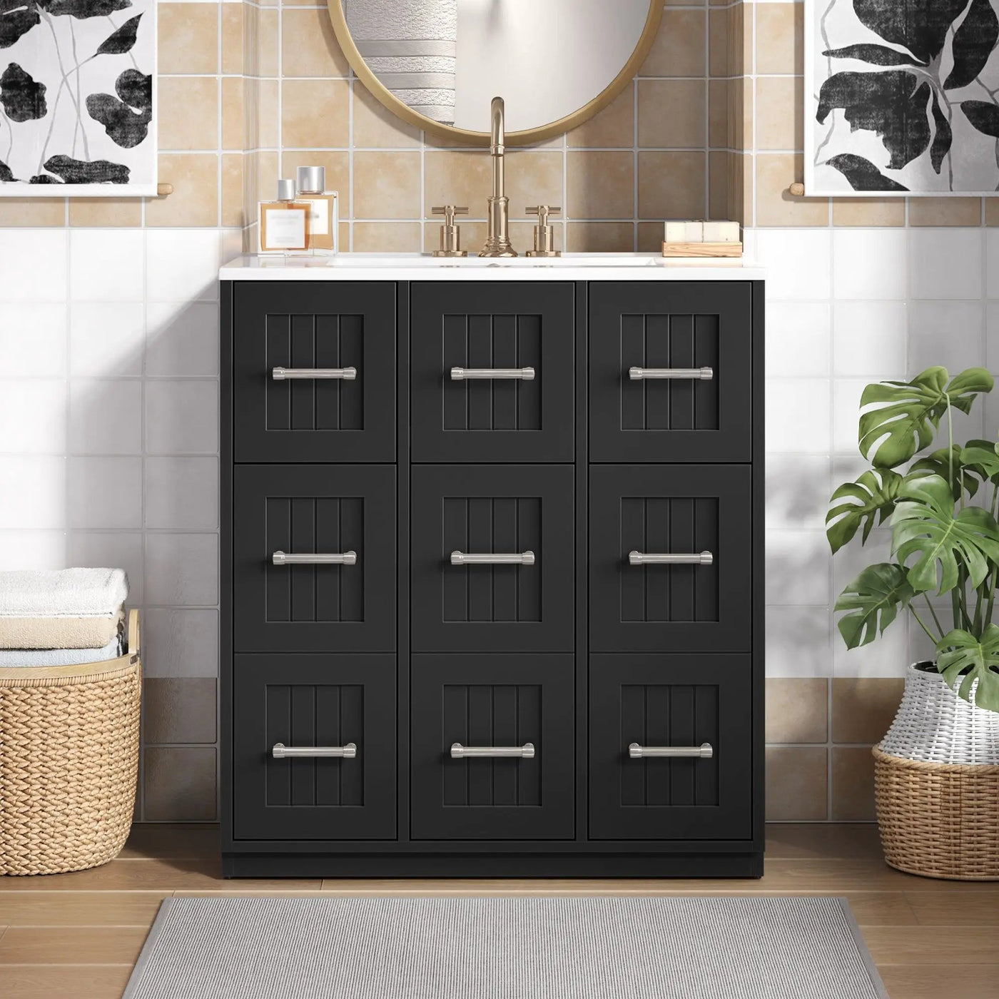 Bathroom Vanity With Undermount Sink, Soft-Close Doors, Drawers, Ceramic Sink by HouseOfZazla