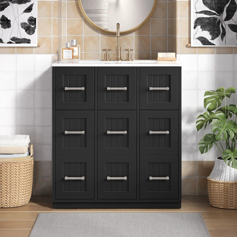 Bathroom Vanity With Undermount Sink, Soft-Close Doors, Drawers, Ceramic Sink by HouseOfZazla