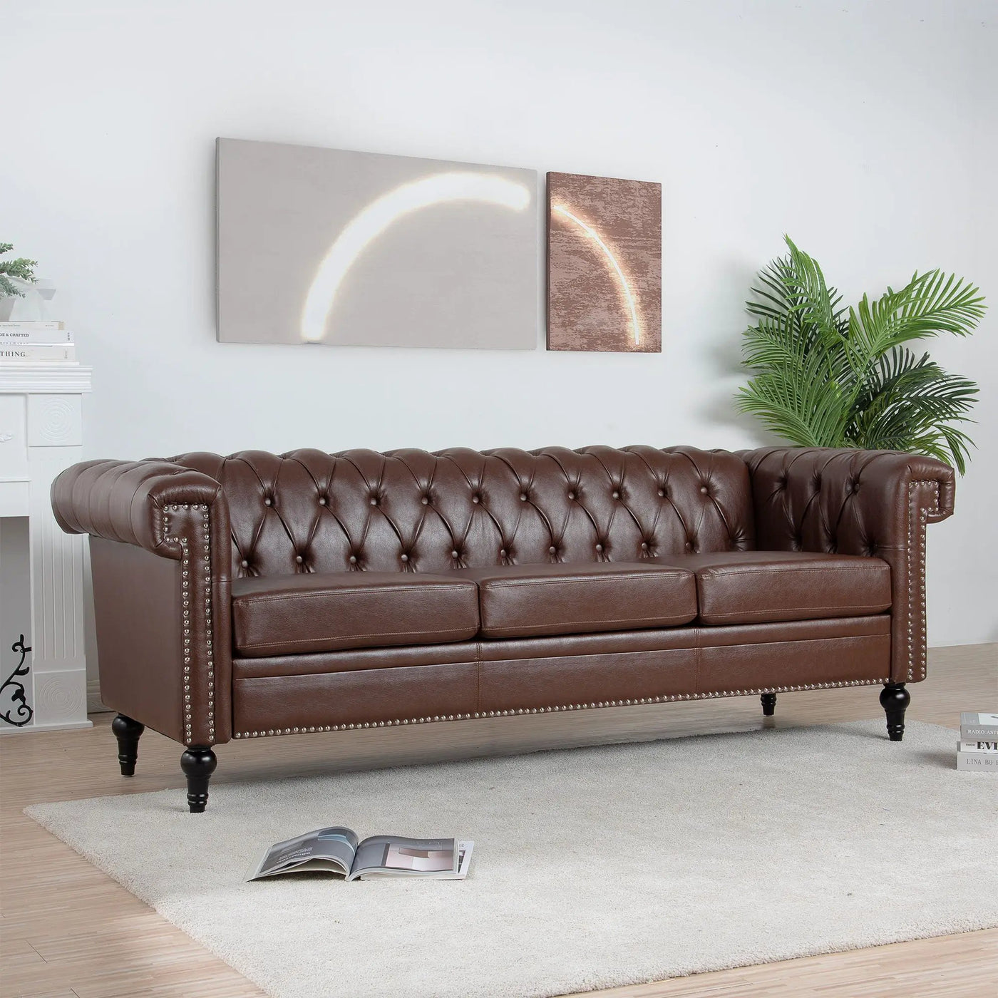 Traditional Square Arm Removable Cushion 3 Seater Sofa by Unique Piece Furniture