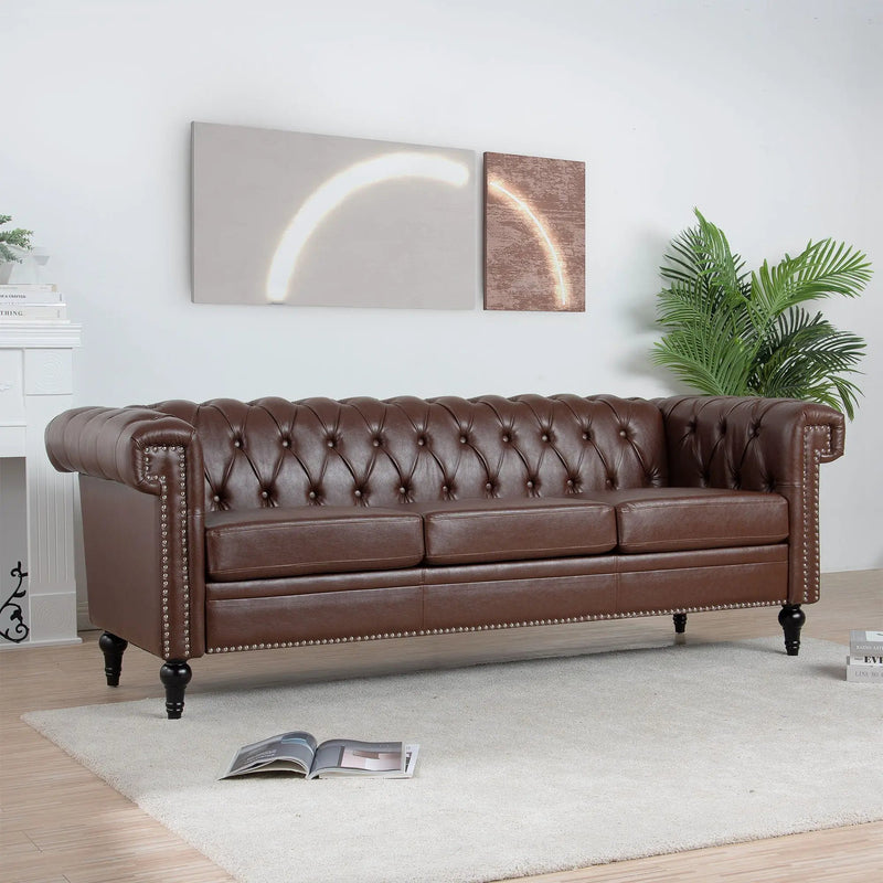 Traditional Square Arm Removable Cushion 3 Seater Sofa by HouseOfZazla