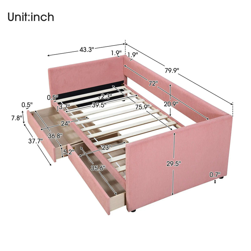 Daybed With Two Drawers And Wood Slat by Unique Piece Furniture