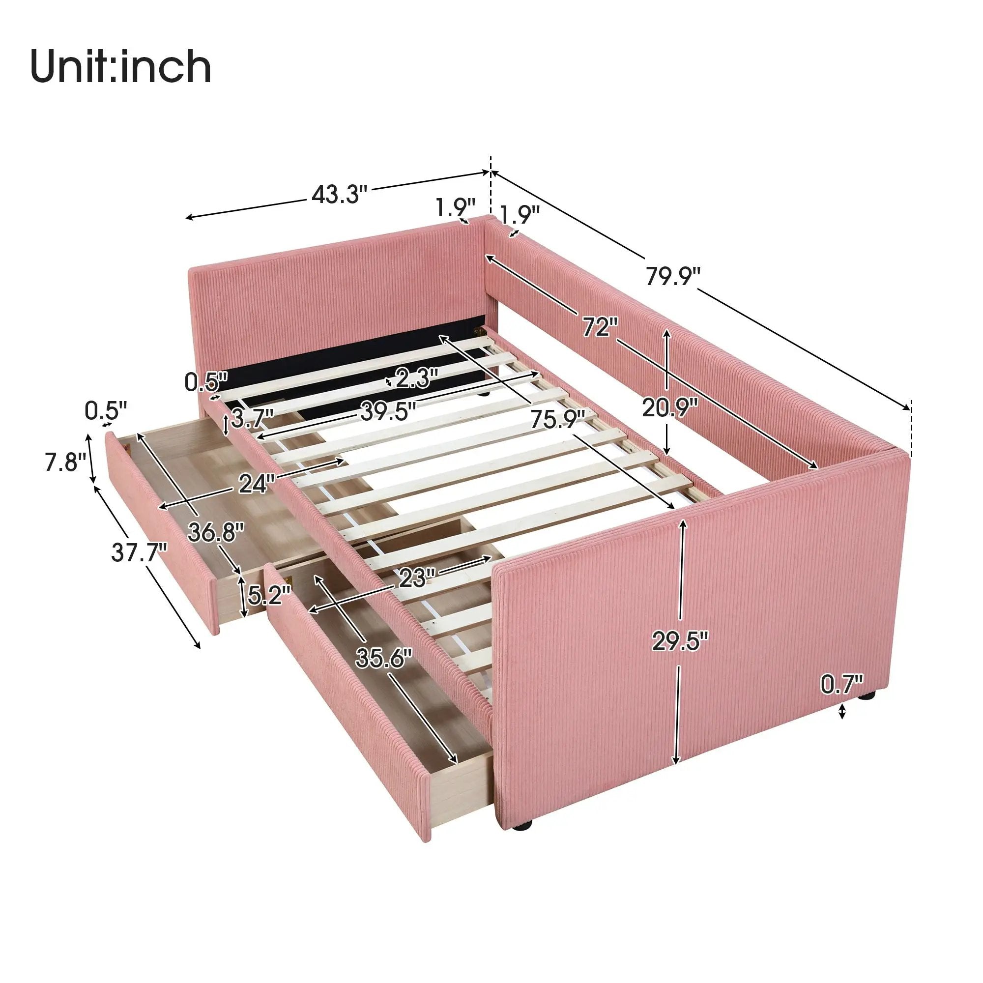 Daybed With Two Drawers And Wood Slat by HouseOfZazla