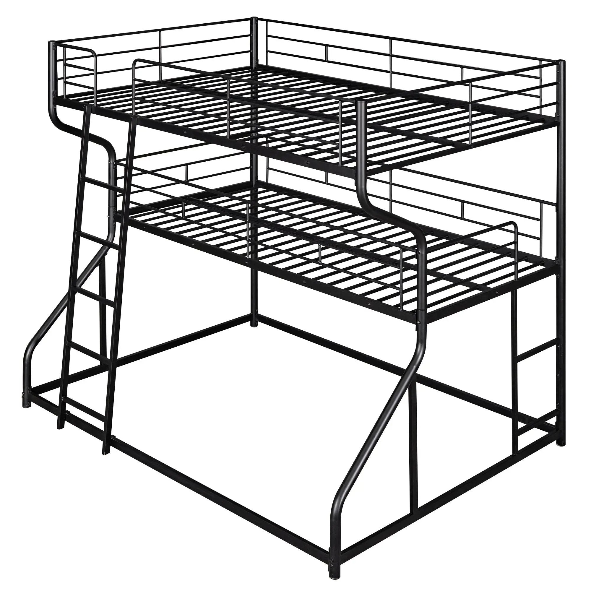 Industrial Triple Bunk Bed With Dual Ladders Frame, Space Saving Design by HouseOfZazla