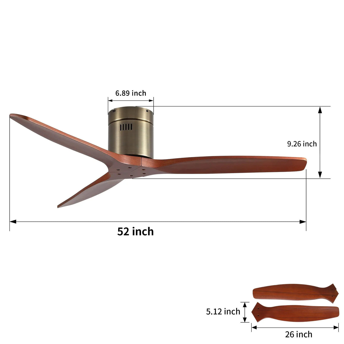 Low Profile Flush Mount Ceiling Fan Without Light by HouseOfZazla