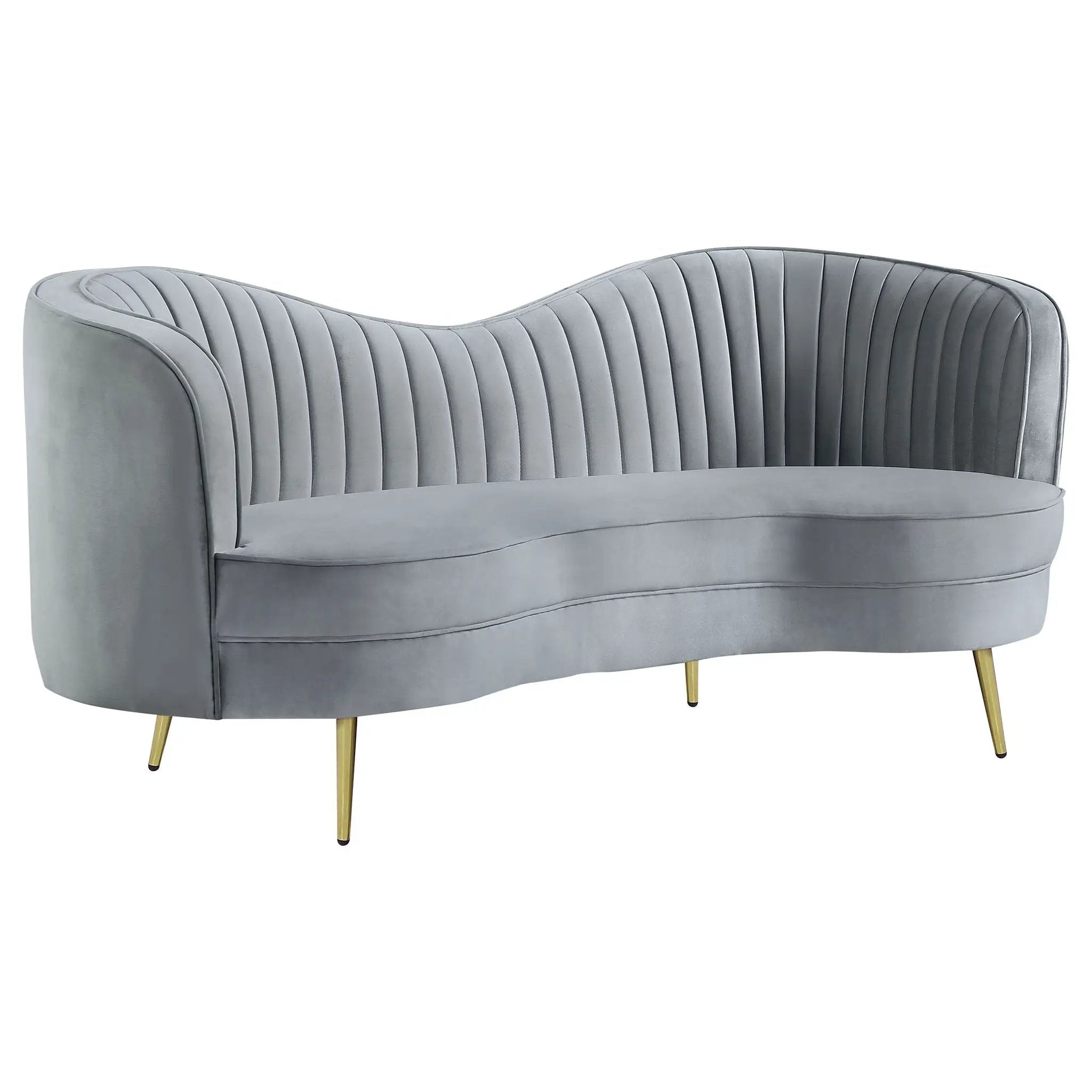 Sophia 2-piece Upholstered Channel Tufted Sofa Set Grey by Unique Piece Furniture