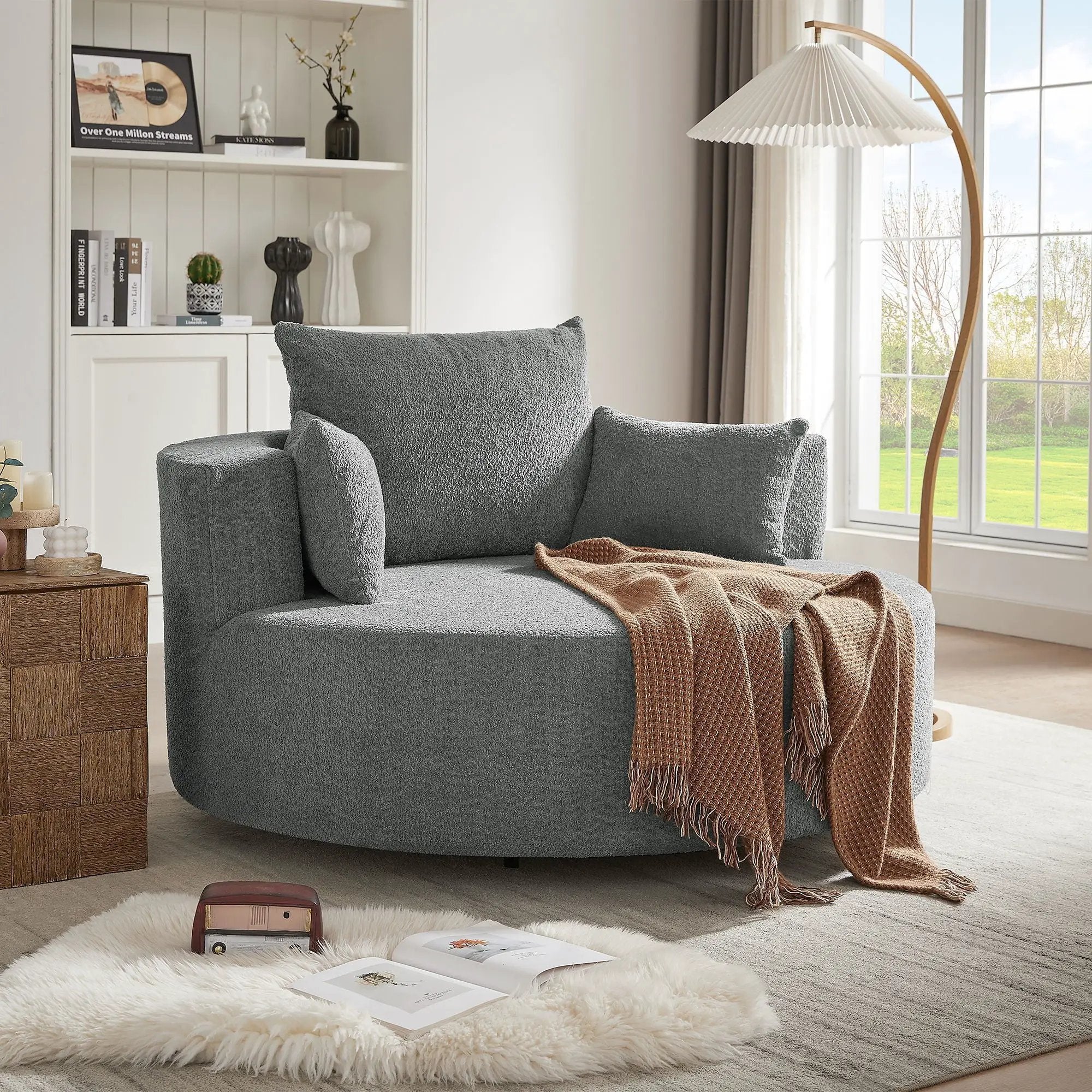 360° Swivel Accent Barrel Chair With 3 Removable Pillows For Living Room by HouseOfZazla