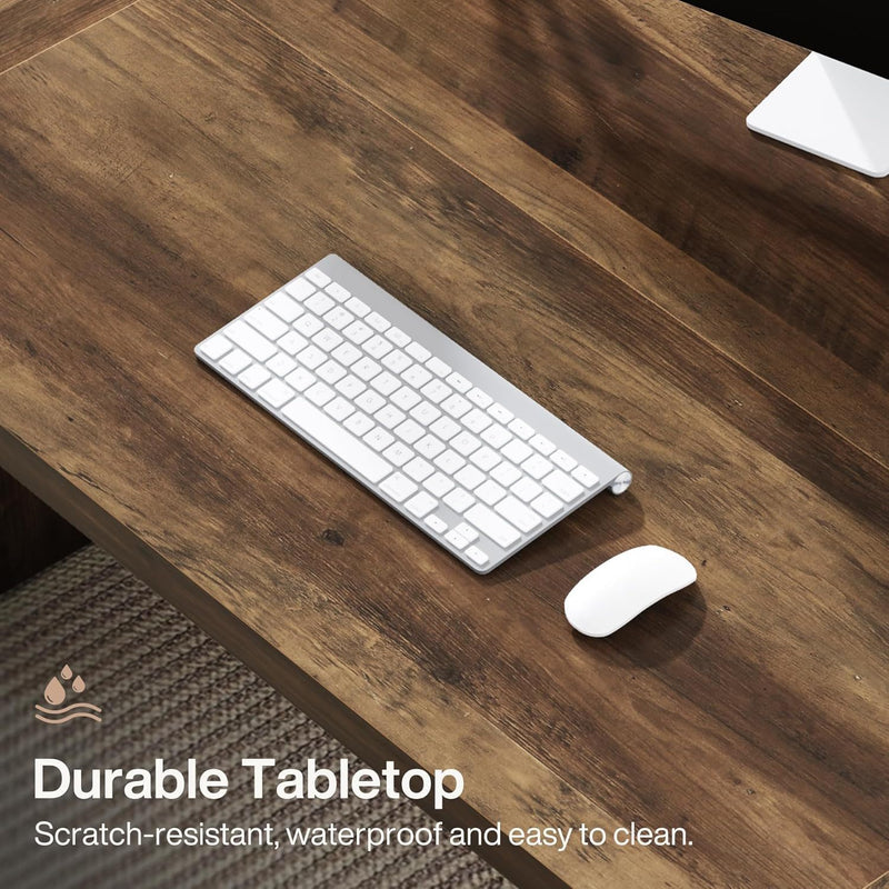 Executive Desk For Home Office, Computer Table With Pedestal, Large Writing Workstation - Brown by HouseOfZazla