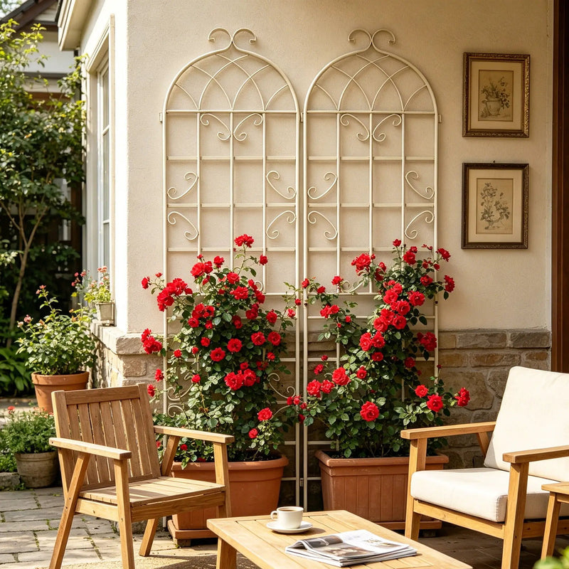 Metal Garden Rustproof Trellis For Climbing Plants Outdoor Flower Support by Unique Piece Furniture
