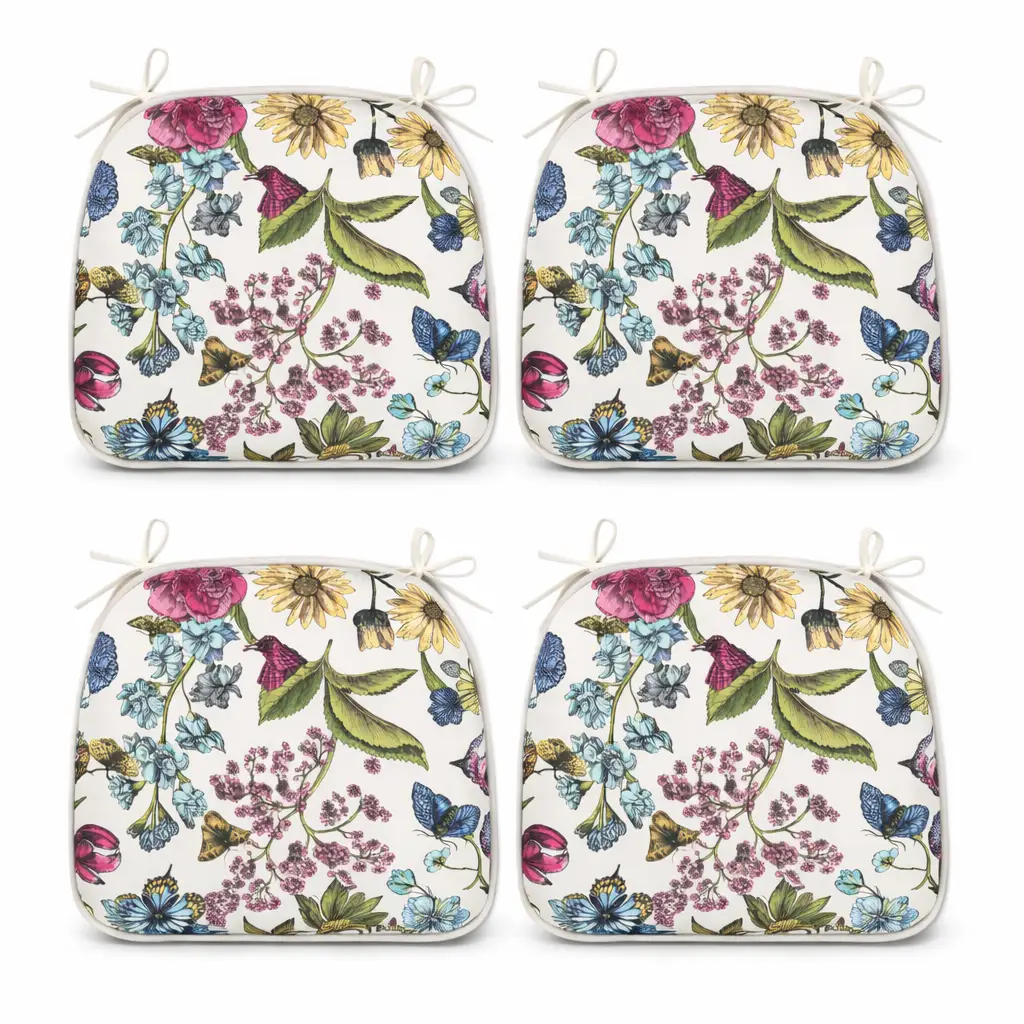 Outdoor Patio Chair Cushions - Botanical Floral Print by HouseOfZazla