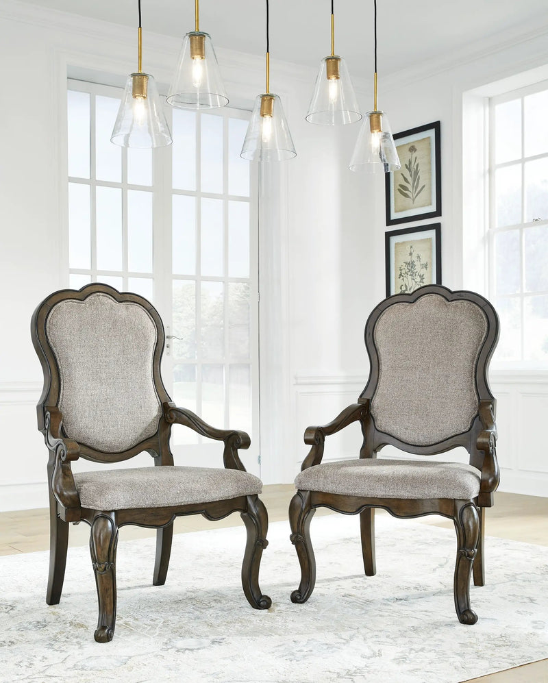 Maylee - Dining Upholstered Arm Chair (Set of 2) - Dark Brown by Unique Piece Furniture