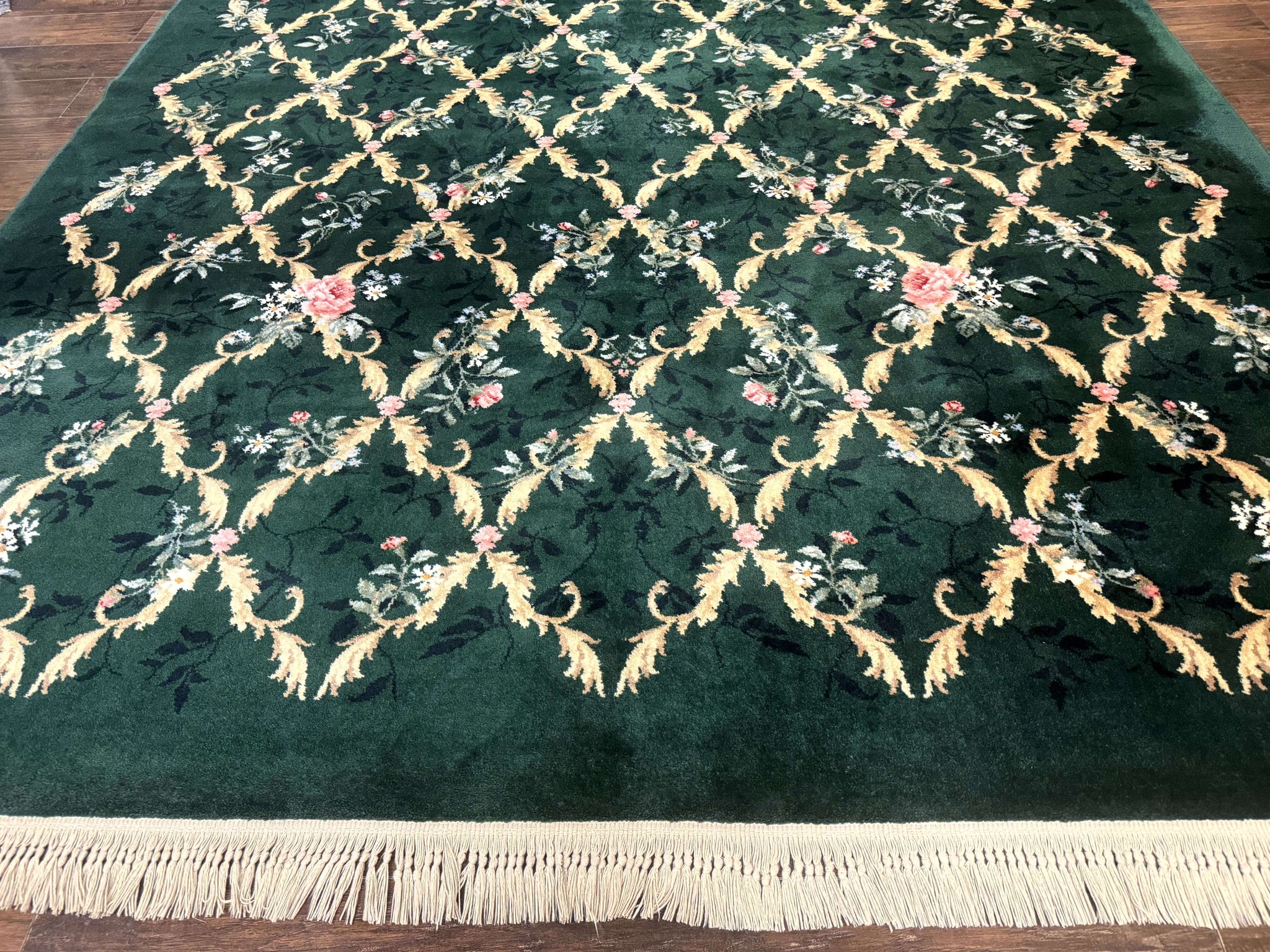 Karastan Garden of Eden Rug 8.8 x 11.8, Green Savonnerie 509/1733, Wool by Jewel Rugs