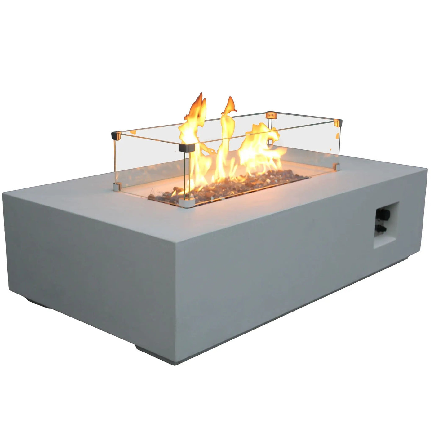 Outdoor Concrete Propane Gas Rectangle Fire Pit Table by Unique Piece Furniture
