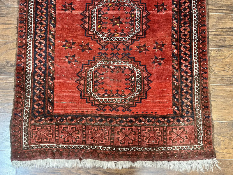 Afghan Rug 3x6, Semi Antique Vintage Oriental Carpet, Wool Handmade Red Rug, Tribal Rug, Afghan Beshir Rug by Jewel Rugs