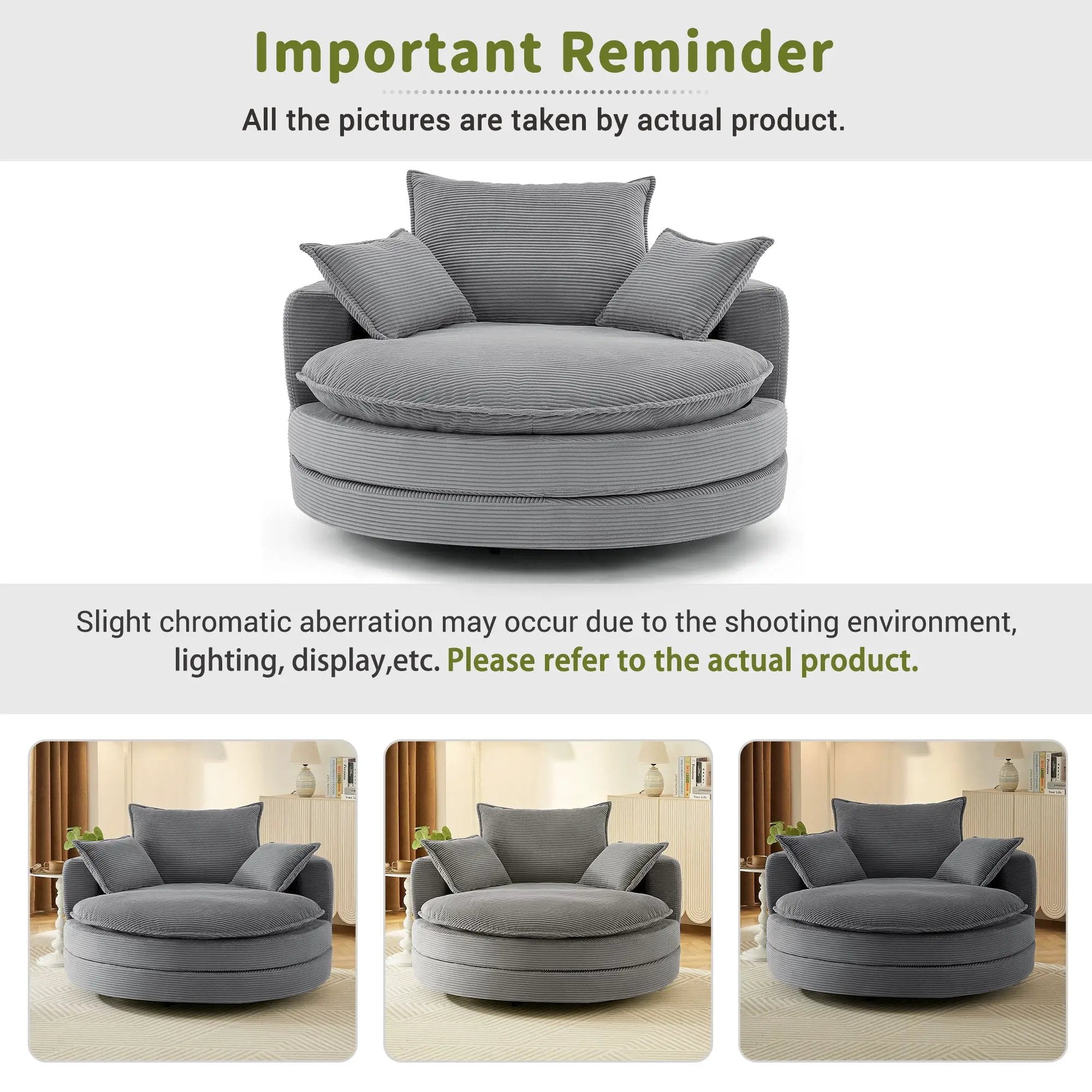 360° Swivel Accent Barrel Chair With Dual Layer Cushion And 3 Removable Pillows by HouseOfZazla