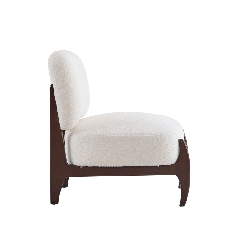 Modern Boucle Lounge Chair With Solid Wood Frame by HouseOfZazla