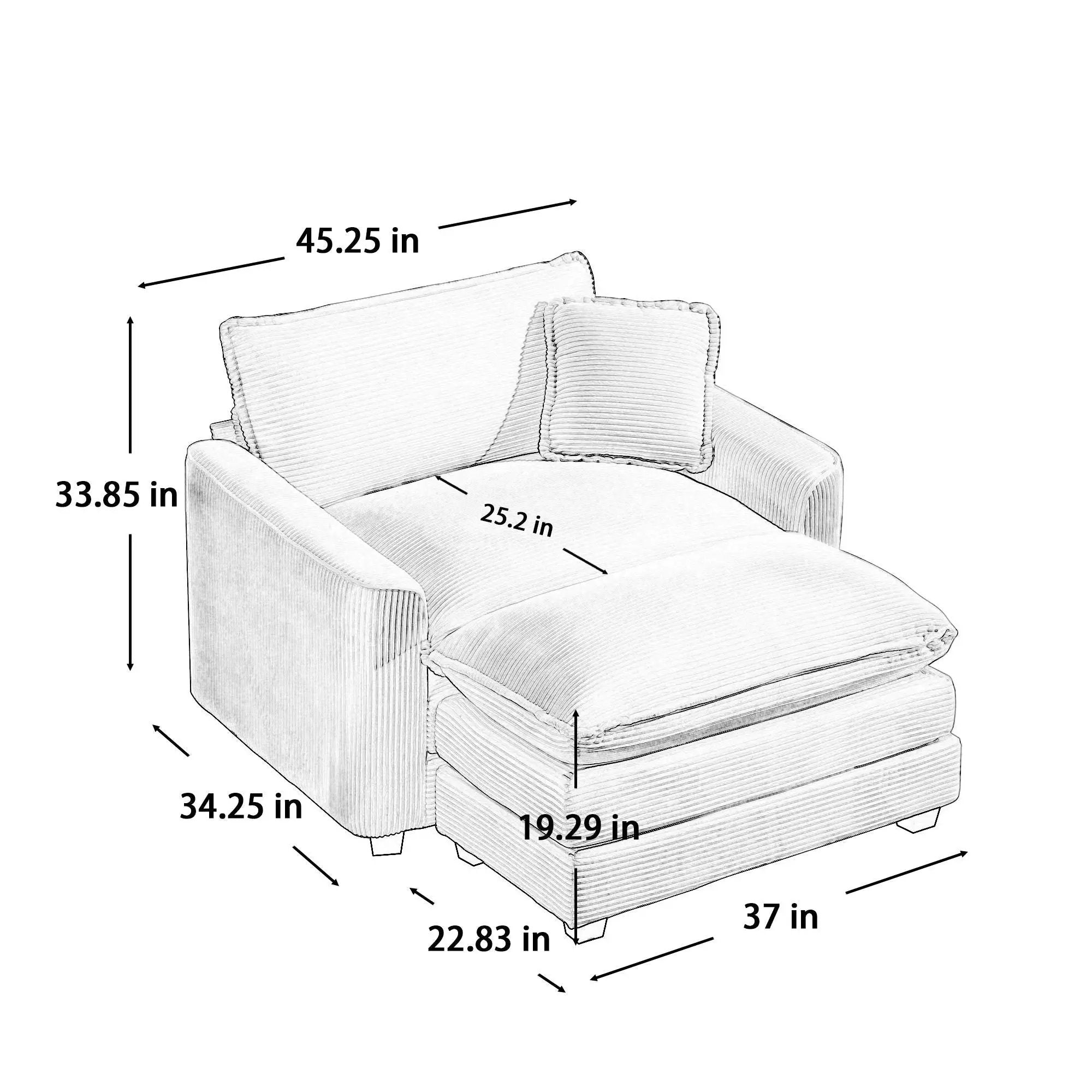 Classic Modern Comfortable Single Chair Deep Seat Sofa With Footstool by HouseOfZazla