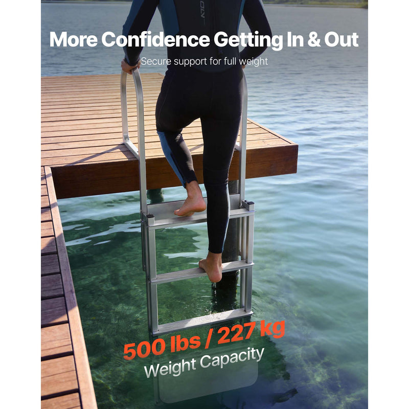 Retractable Dock Ladder, 4 Steps, Aluminum Alloy Swim Ladder by HouseOfZazla