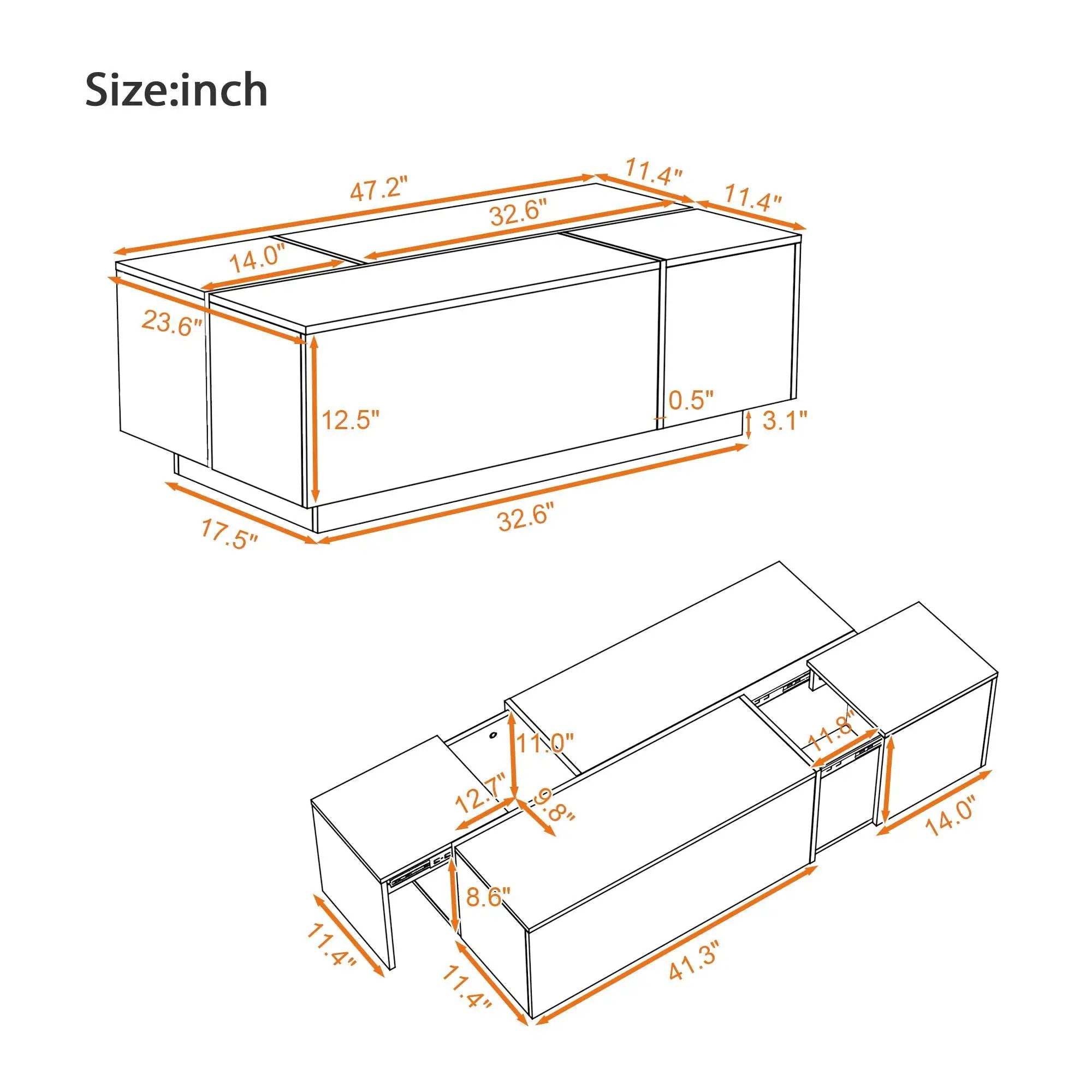Extendable Coffee Table With 2 Hidden Storage Space And 2 Drawers For Living Room by Unique Piece Furniture