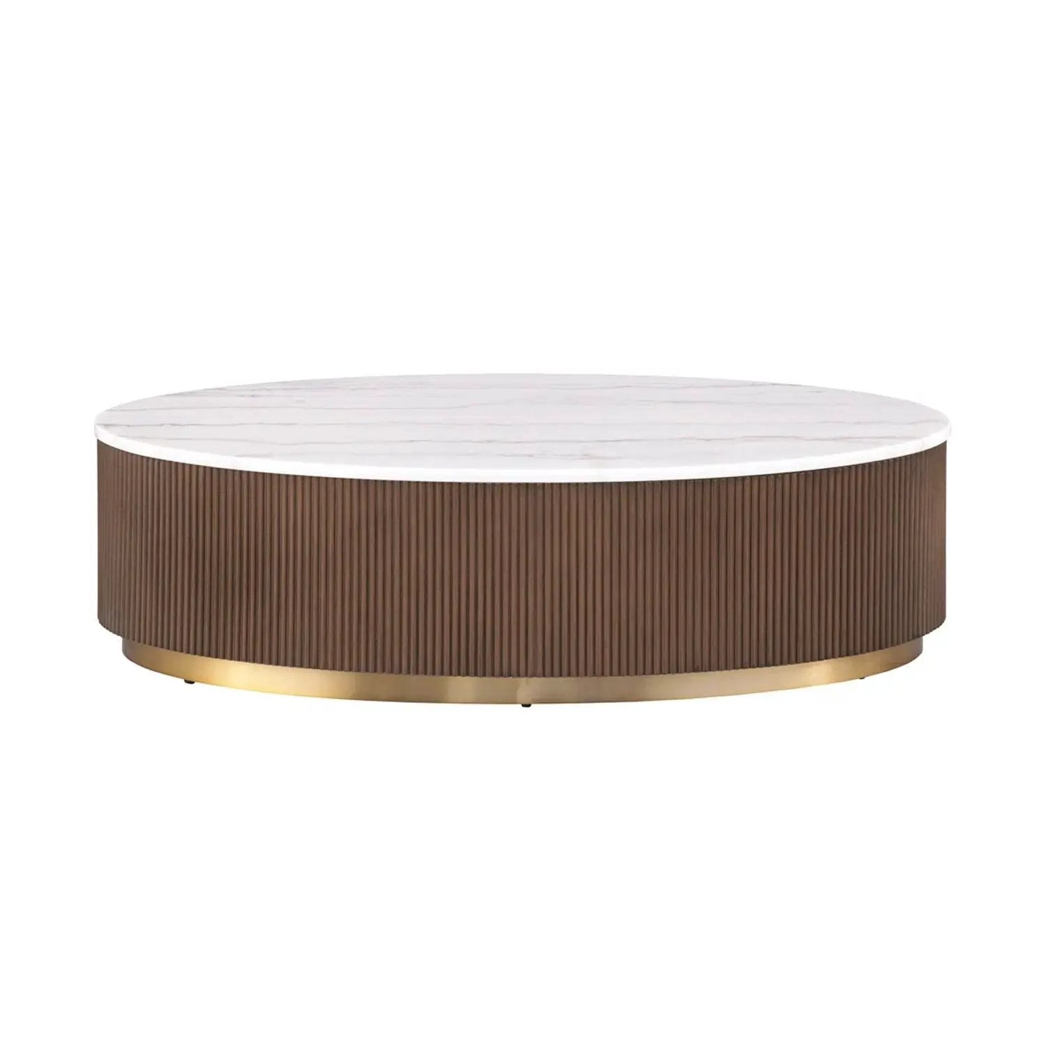 Oval Cocktail Table - Brown / Gold / White by Unique Piece Furniture