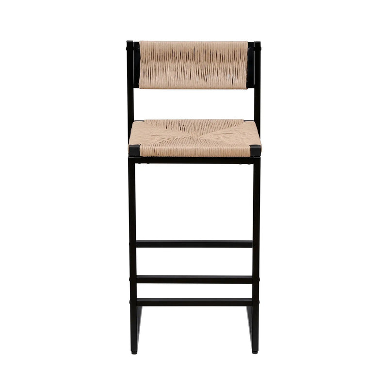 Bar Stools Paper Rope Weave Dining Chairs With Back Hand Weave Stools For Kichen Island, Bar & Counter (Set of 2) by HouseOfZazla