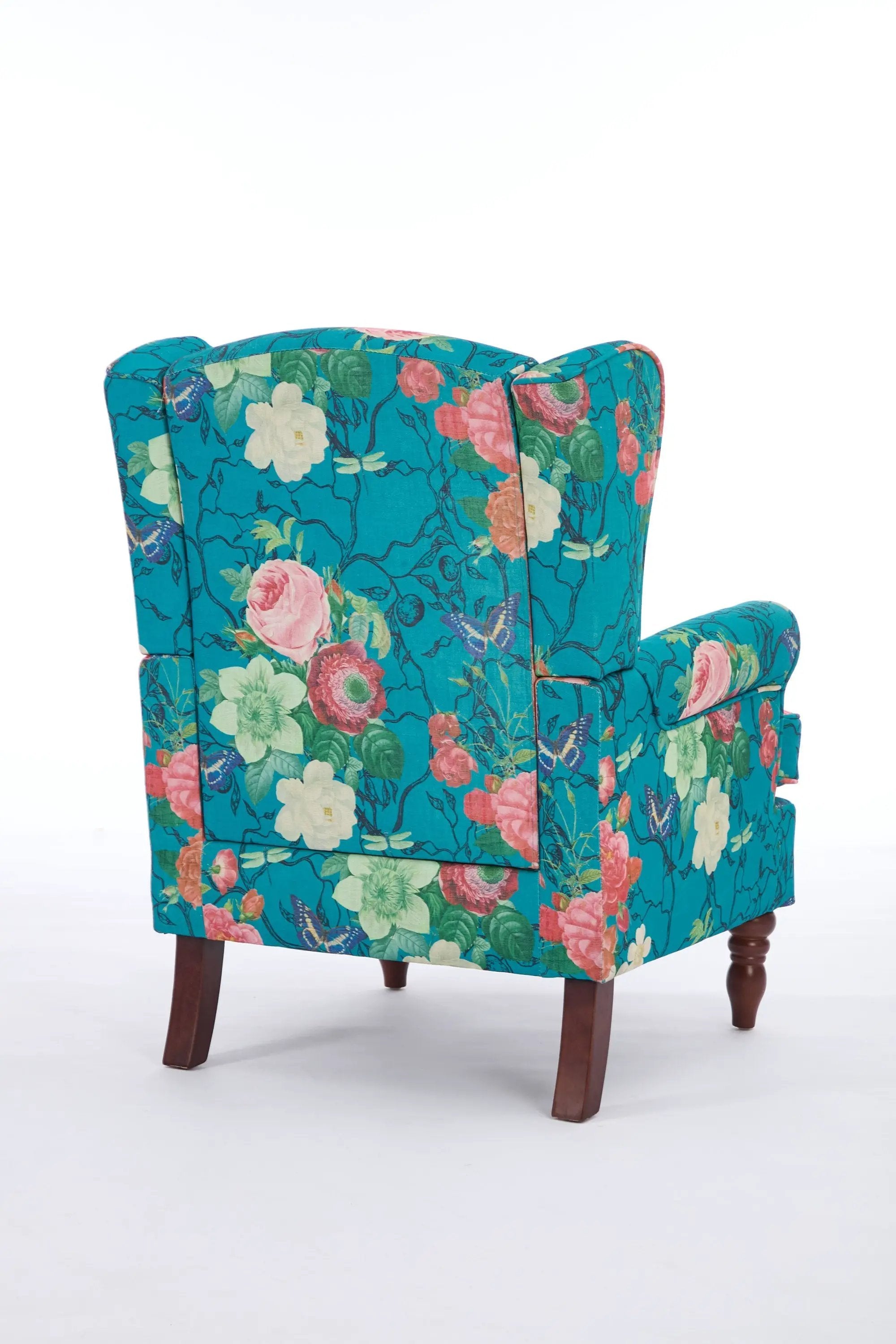 Modern Accent Chair with Retro Wood Legs - Floral by HouseOfZazla