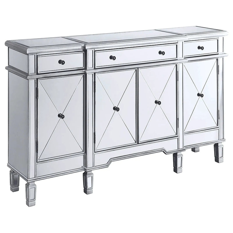 Battista - Mirrored 3 Drawer Wine Cabinet - Silver by HouseOfZazla