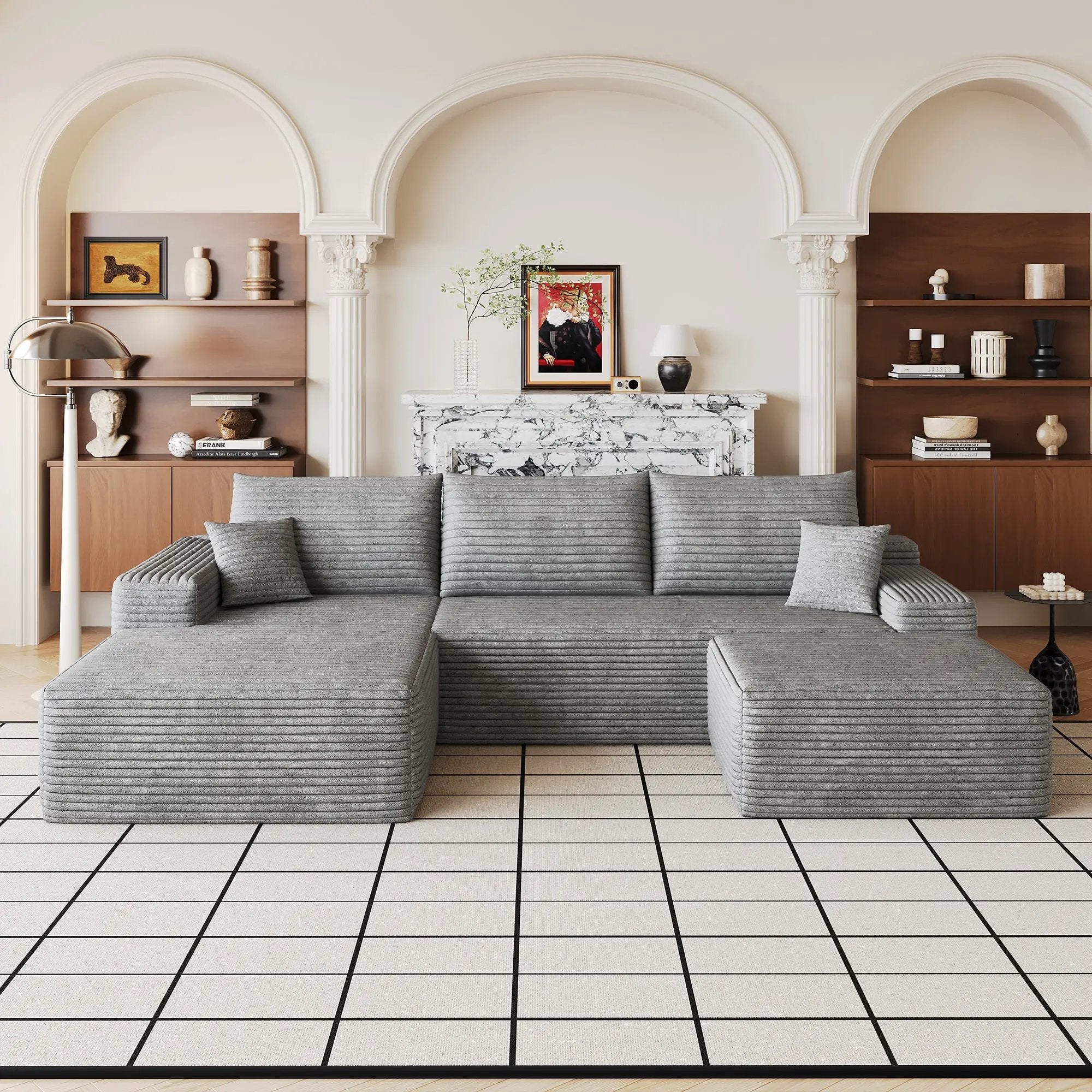107" Cloud Sectional Sofa with 1 Ottoman by HouseOfZazla