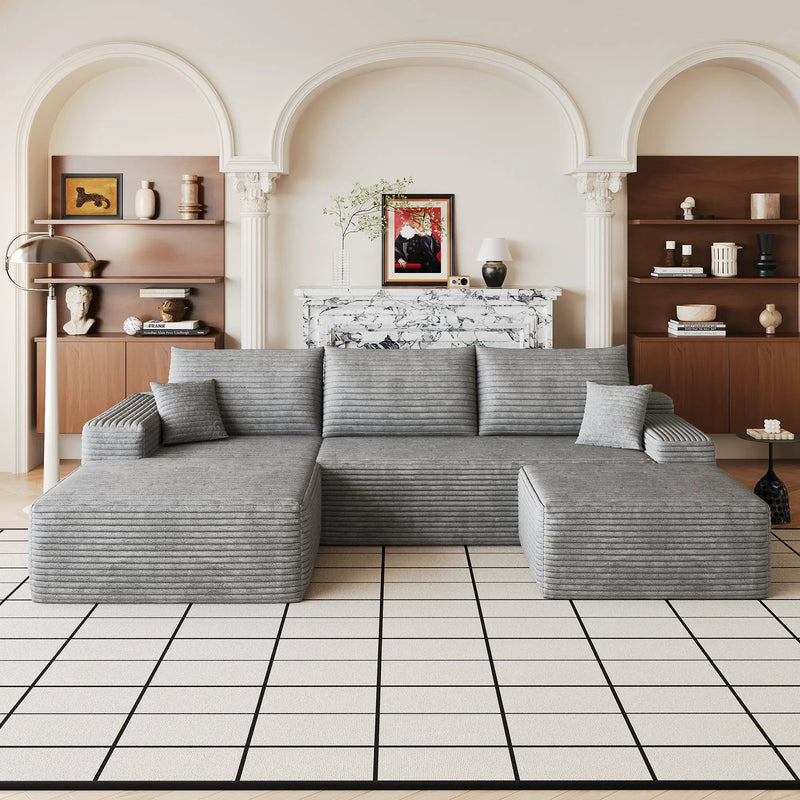 107" Cloud Sectional Sofa with 1 Ottoman by HouseOfZazla