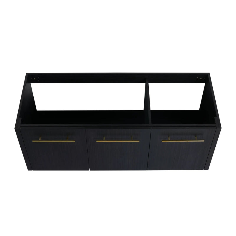 Contemporary 48" Wall Mounted Bathroom Vanity With Resin Sink And Soft Closing Doors And Line - Black Chestnut by HouseOfZazla