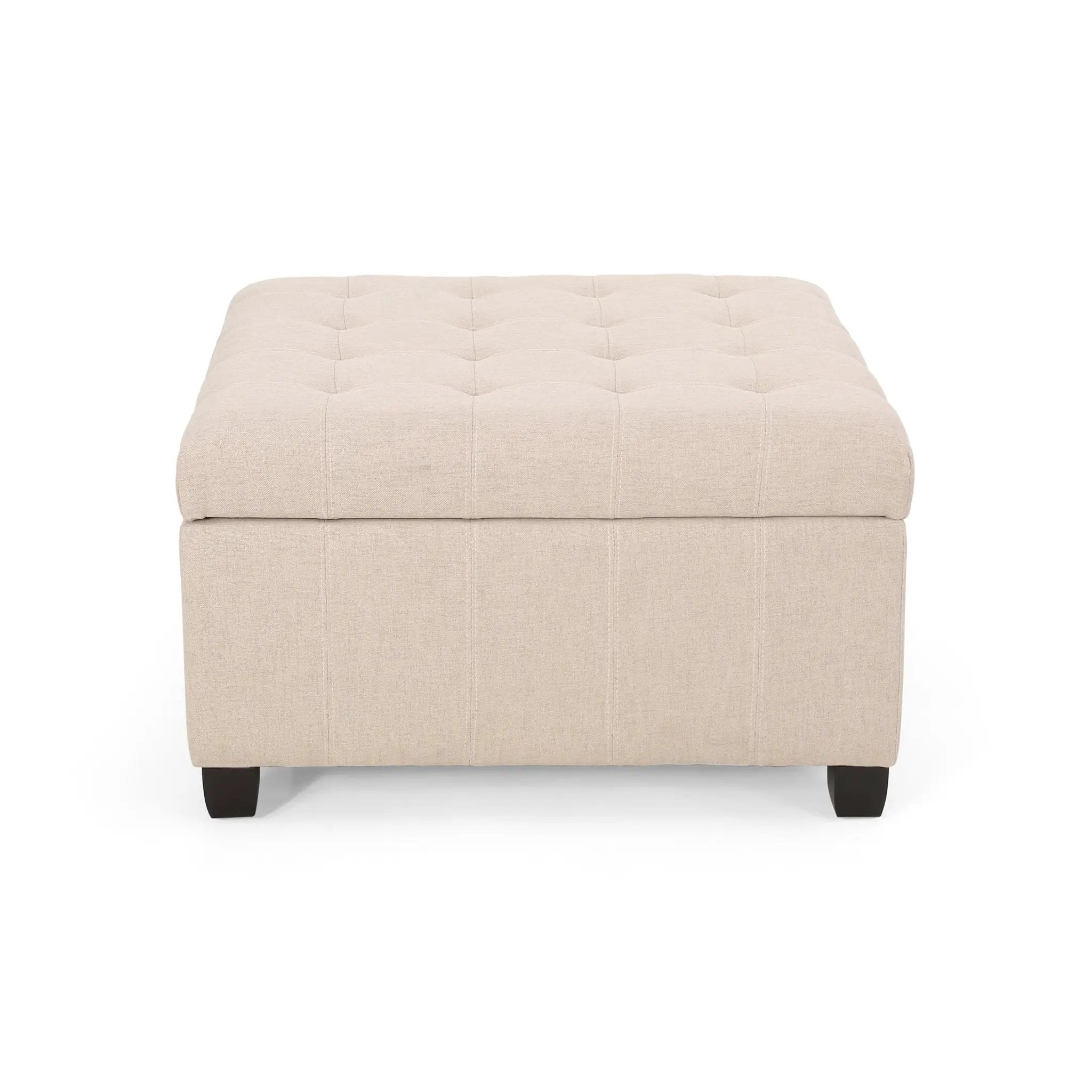 Upholstered Tufted Fabric Storage Ottoman, Wheat by HouseOfZazla