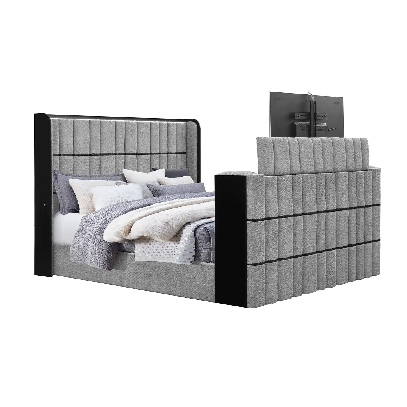 Isaiah - Bed With TV Lift-LED Speakers And Fireplace by Unique Piece Furniture