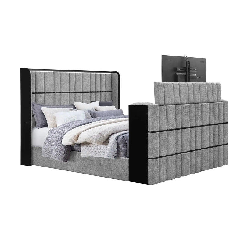 Isaiah - 5 Piece Bedroom Set With TV Lift-LED, Speakers And Fireplace by HouseOfZazla