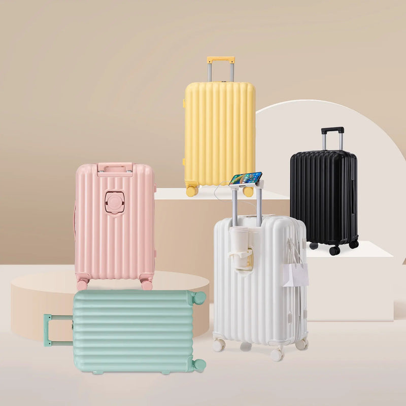 3-Piece ABS Spinner Wheel Luggage Set in Yellow by HouseOfZazla