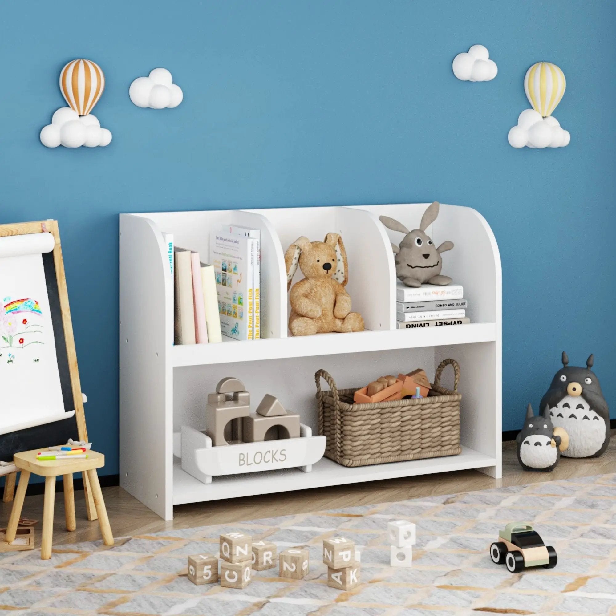 Bookcase With 4 Compartments, Storage Shelf For Toys And Books - White by Unique Piece Furniture
