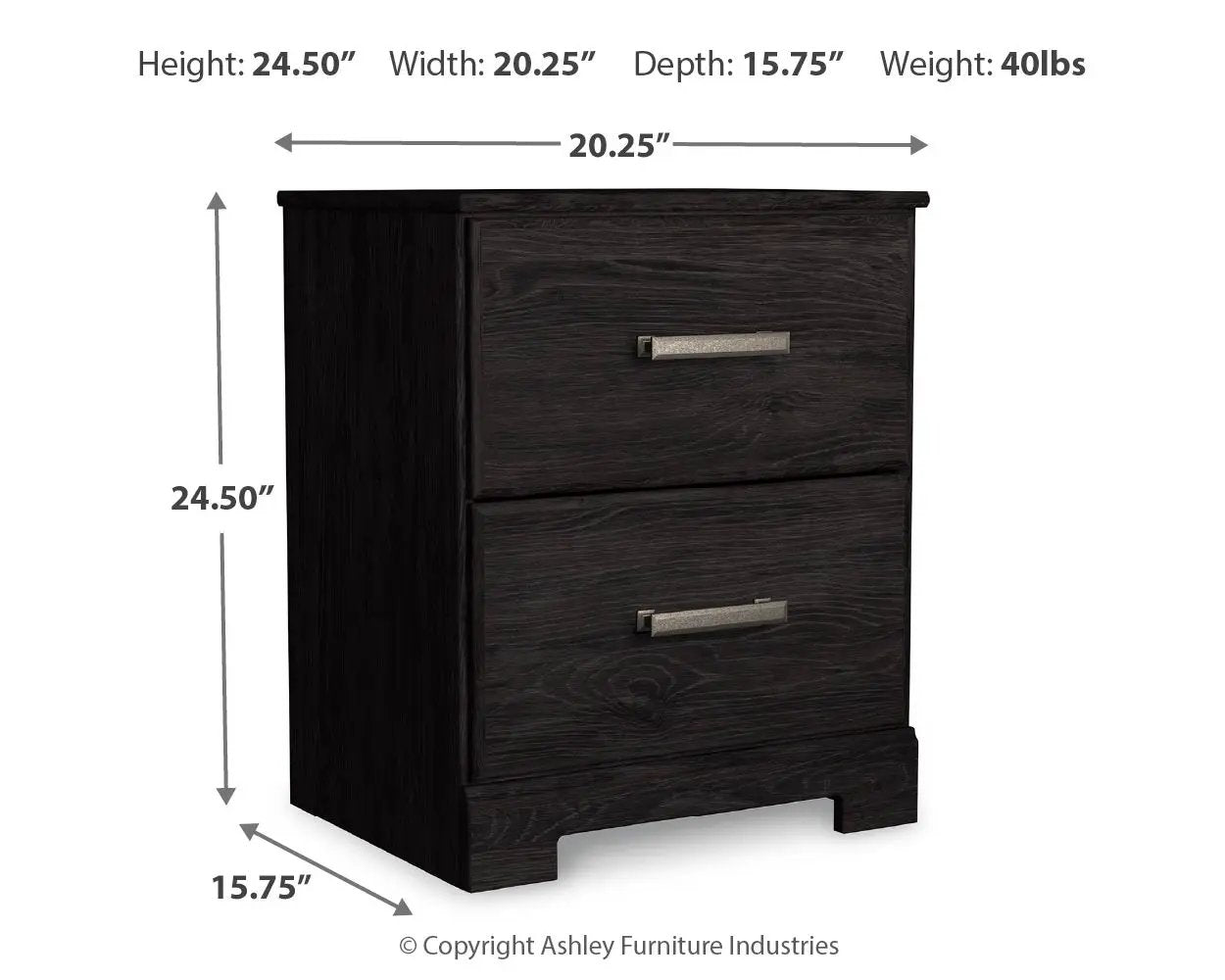 Belachime - Two Drawer Night Stand - Charcoal by Unique Piece Furniture