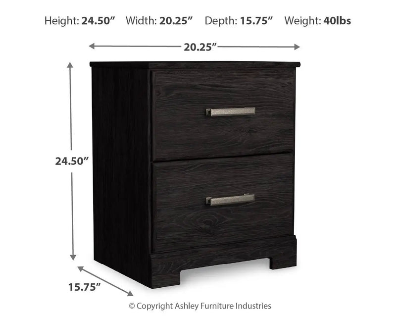 Belachime - Two Drawer Night Stand - Charcoal by Unique Piece Furniture