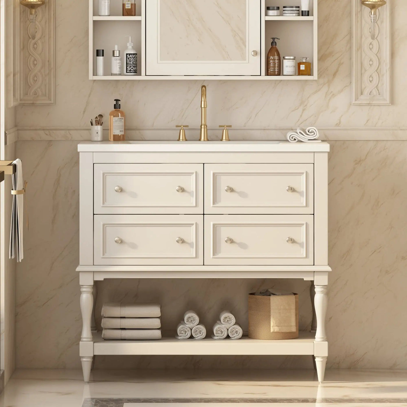 Bathroom Vanity Cabinet With Undermount Sink, 4 Drawer Set by Unique Piece Furniture