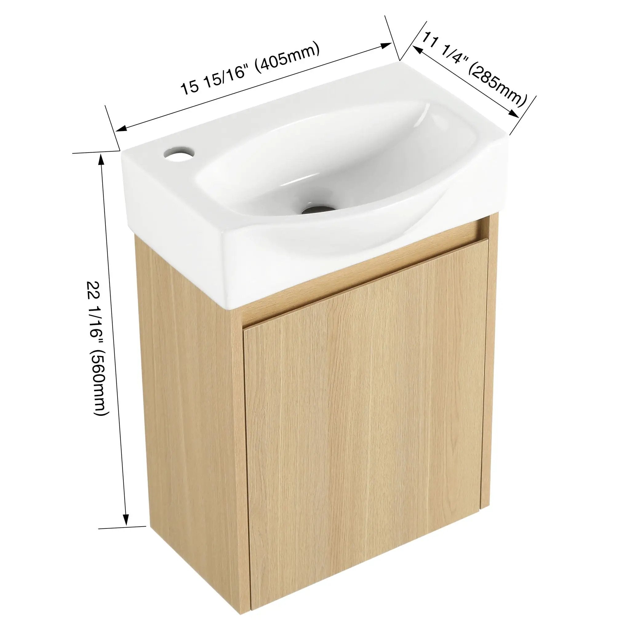 Modern Bathroom Vanity With Ceramic Basin, Wall Mounted Floating Sink Combo, Storage Cabinet by HouseOfZazla