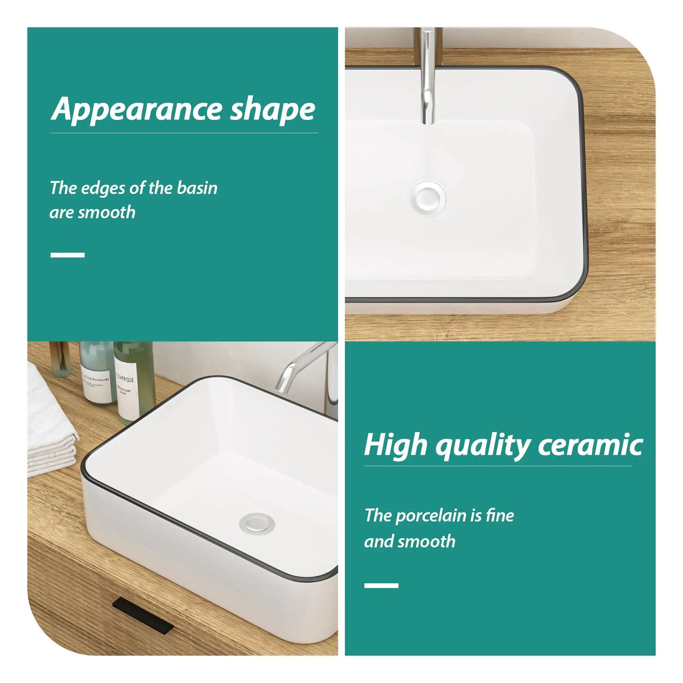 Modern European Style Ceramic Rectangular Vessel Bathroom Sink by HouseOfZazla