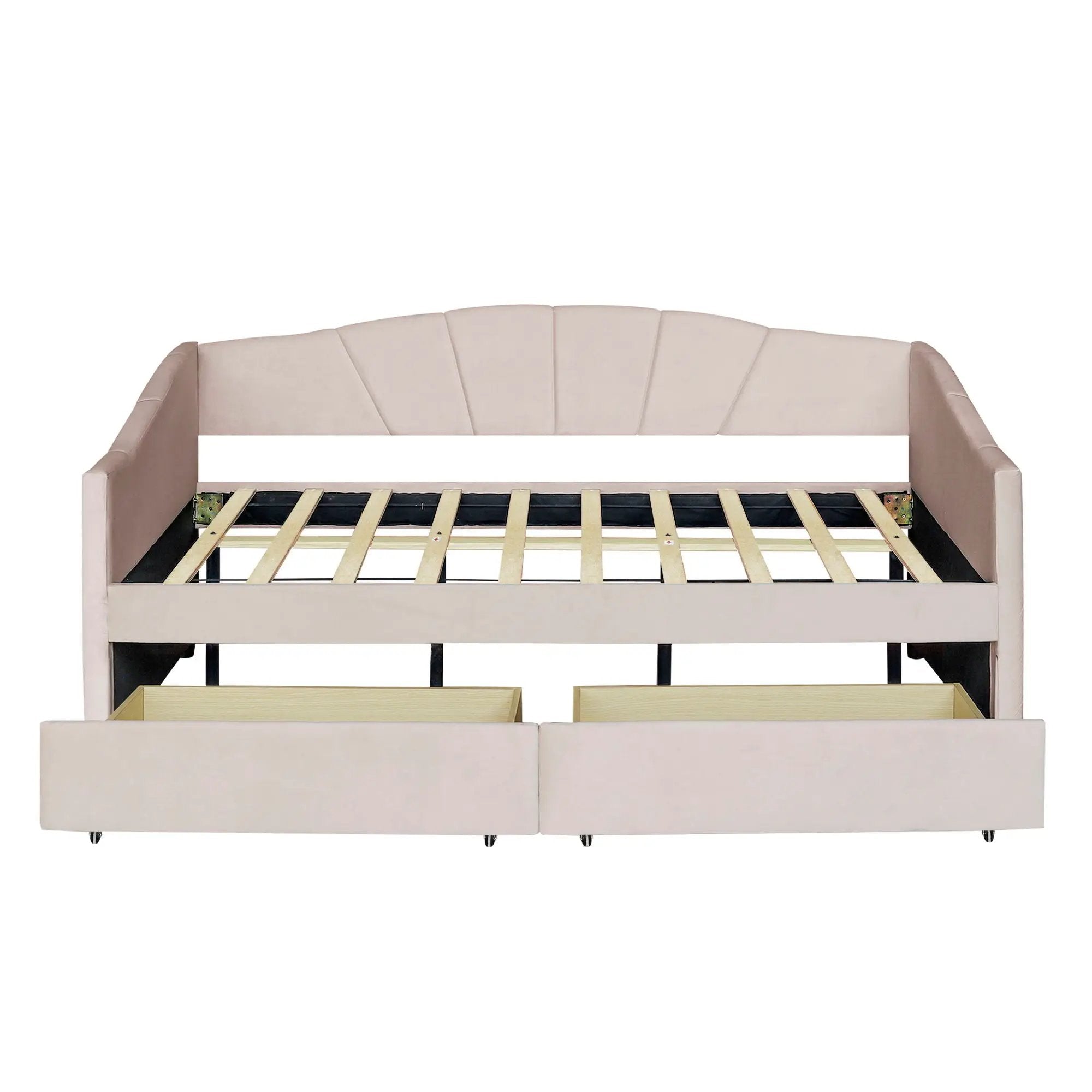 Upholstered Daybed With Two Drawers And Wood Slat by HouseOfZazla