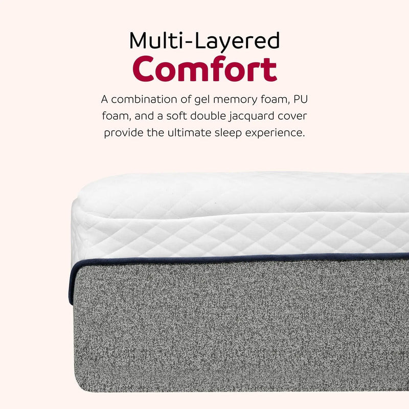 13" Ultra Plush Gel Memory Foam Mattress For Bed With Double Layered Jacquard Cover - Gray / White - King by HouseOfZazla