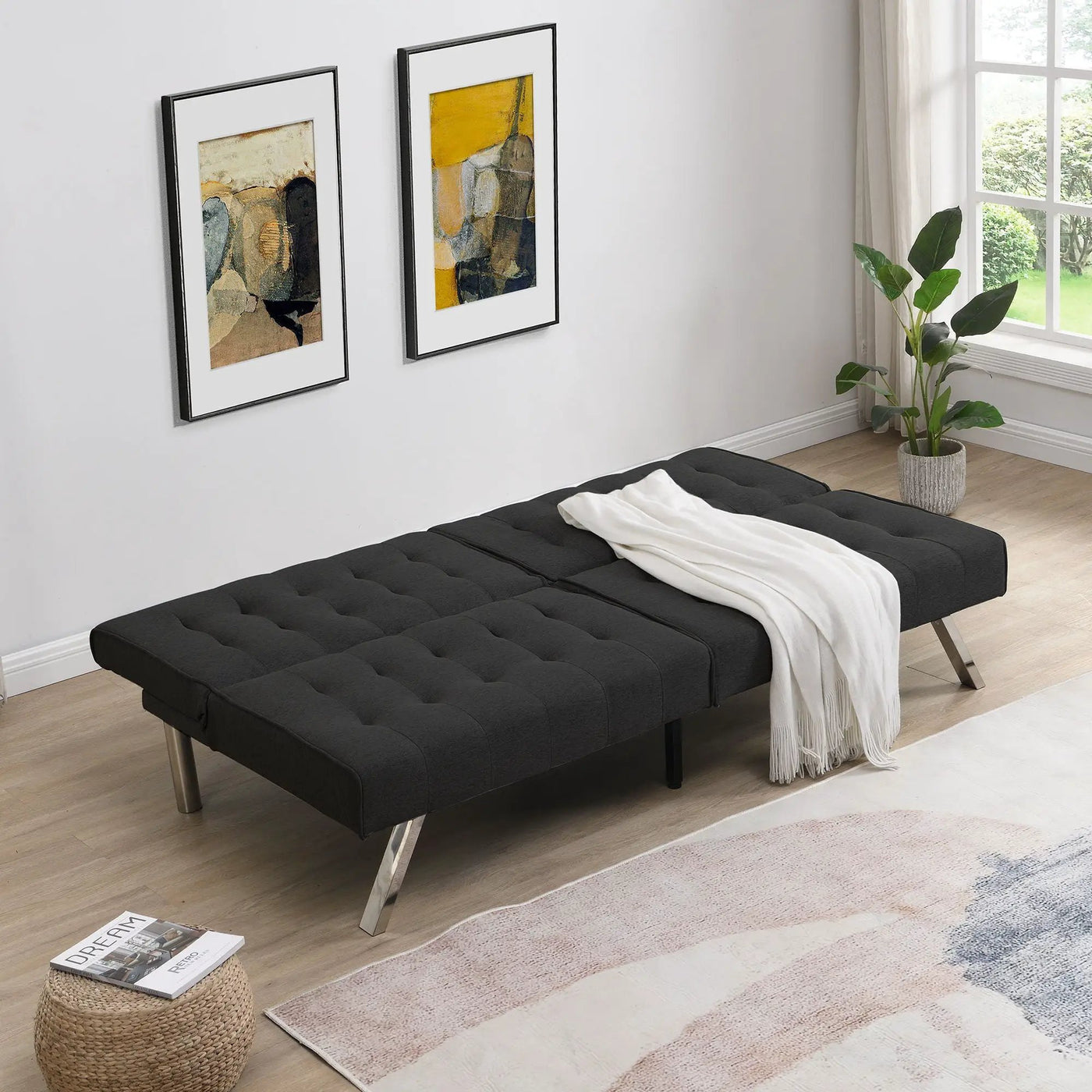 Modern Sofa Bed With Wood Frame And Stainless Legs by HouseOfZazla