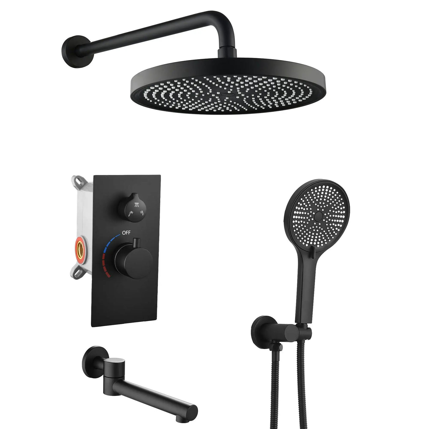 10" Shower System Set With Control Valve And Overhead Shower by HouseOfZazla