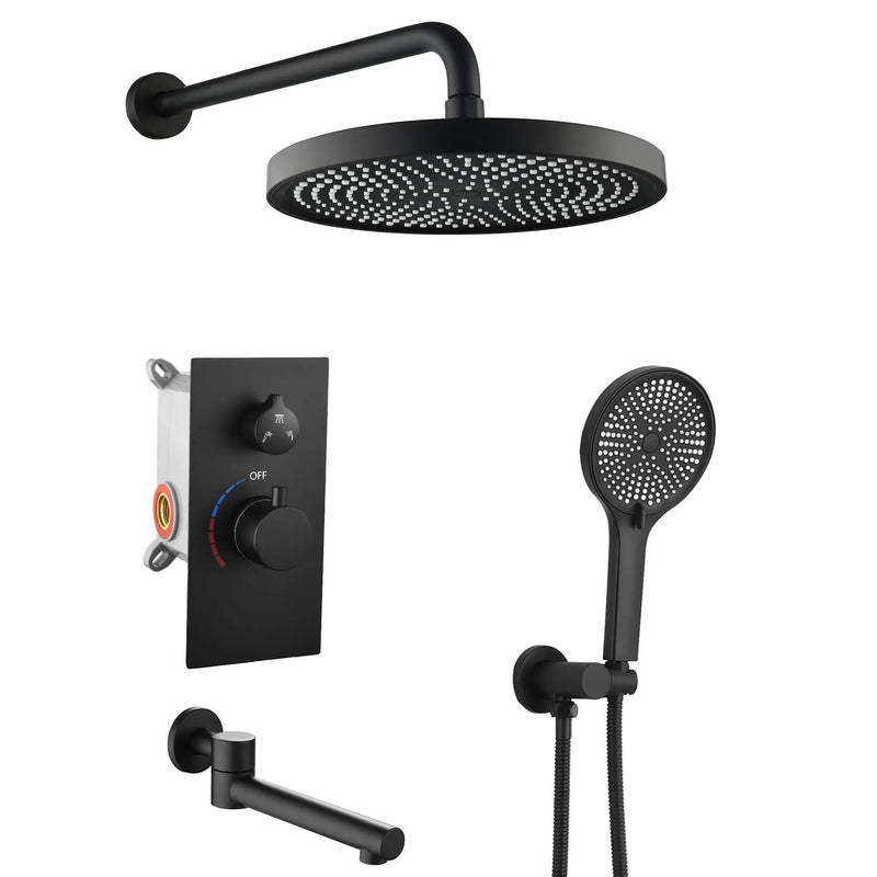 10" Shower System Set With Control Valve And Overhead Shower by HouseOfZazla