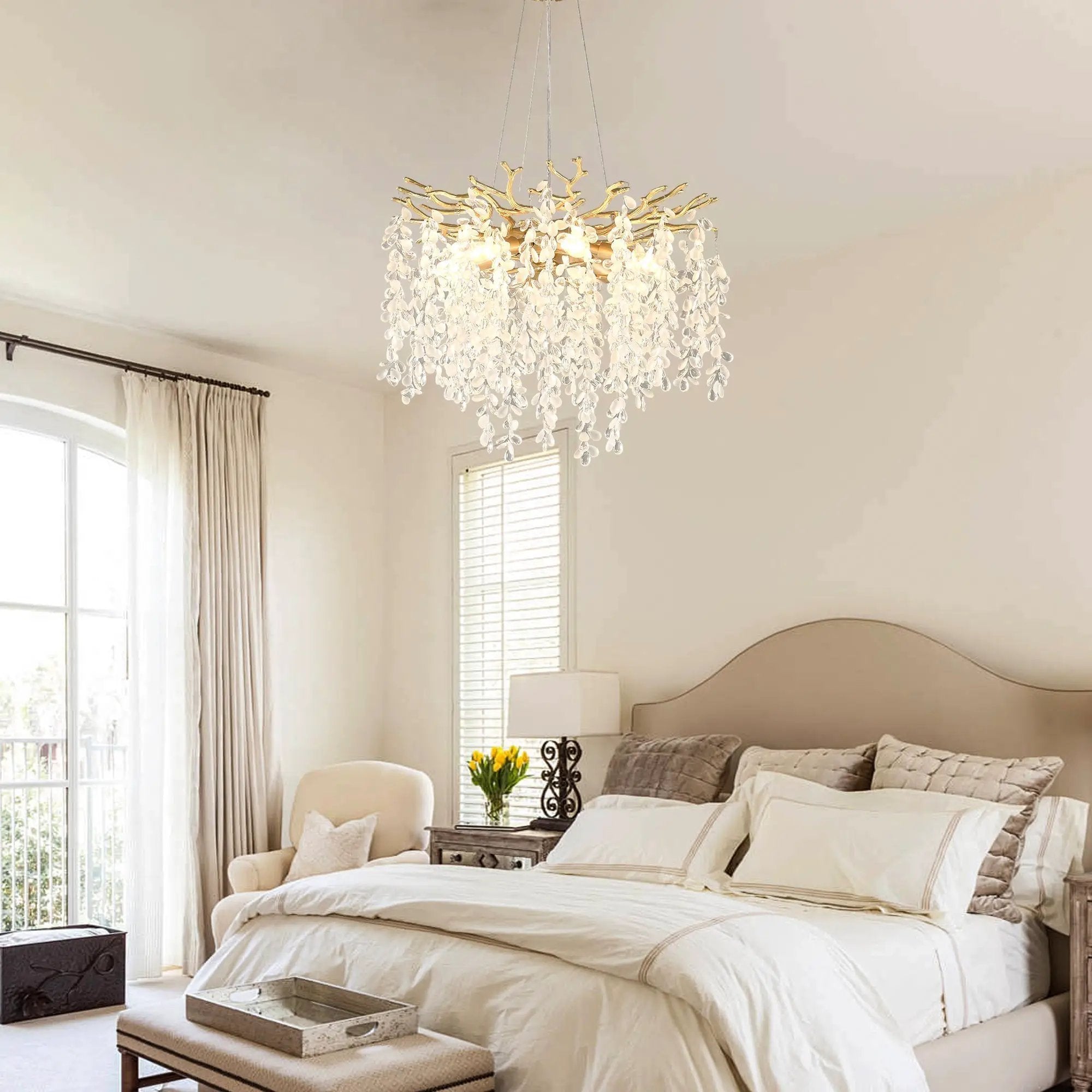 6-Light Chandelier Crystal Ceiling Lamp in Gold by HouseOfZazla