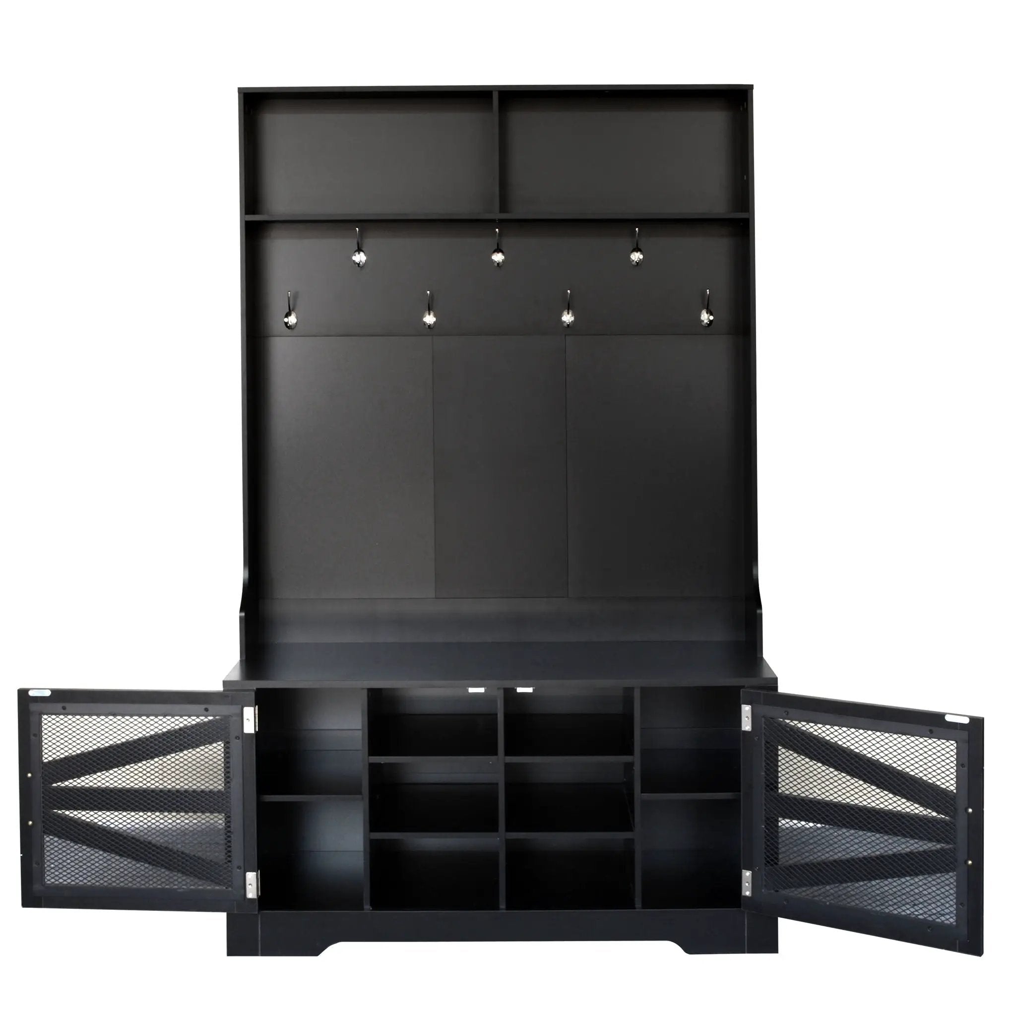 Entryway Bench With Coat Rack, 3 In 1 Design And Adjustable Shelves by HouseOfZazla