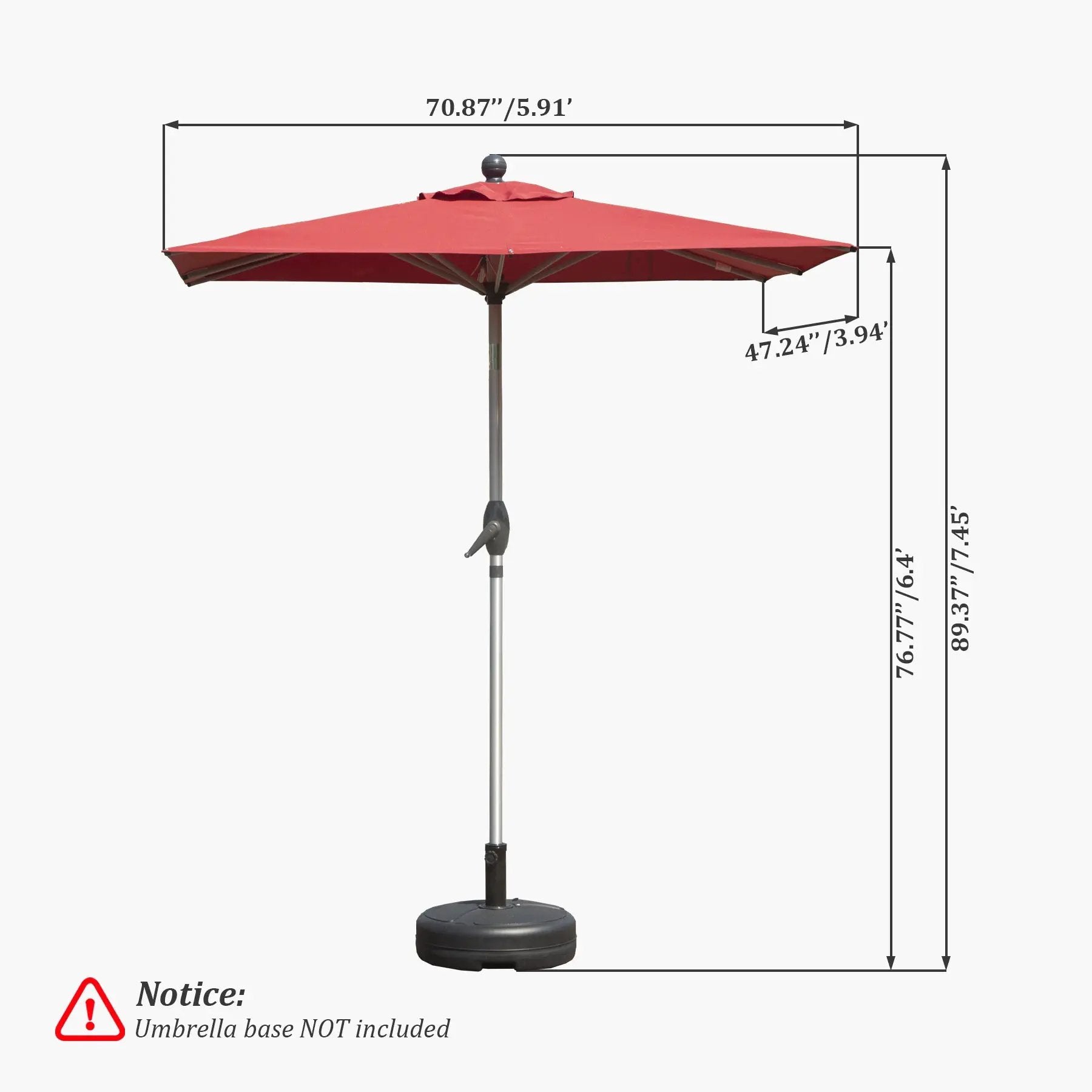 Rectangle Patio Umbrella with Crank Lift and Tilt Function, Brick by HouseOfZazla