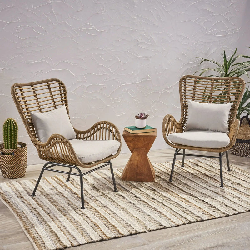 Modern Aesthetic Outdoor Rattan Accent Chair With Metal Legs by HouseOfZazla