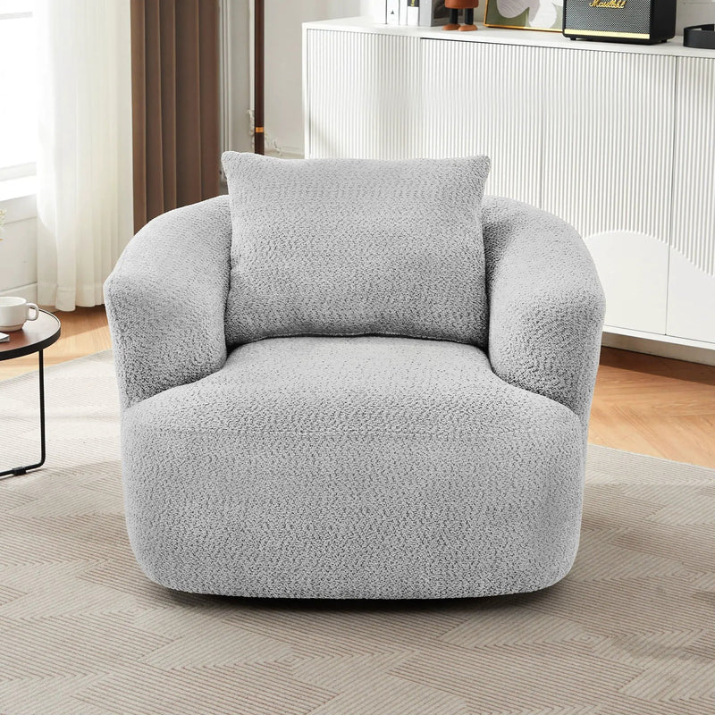 360° Swivel Barrel Sofa Chair With Throw Pillow, Upholstered Accent Chair by HouseOfZazla