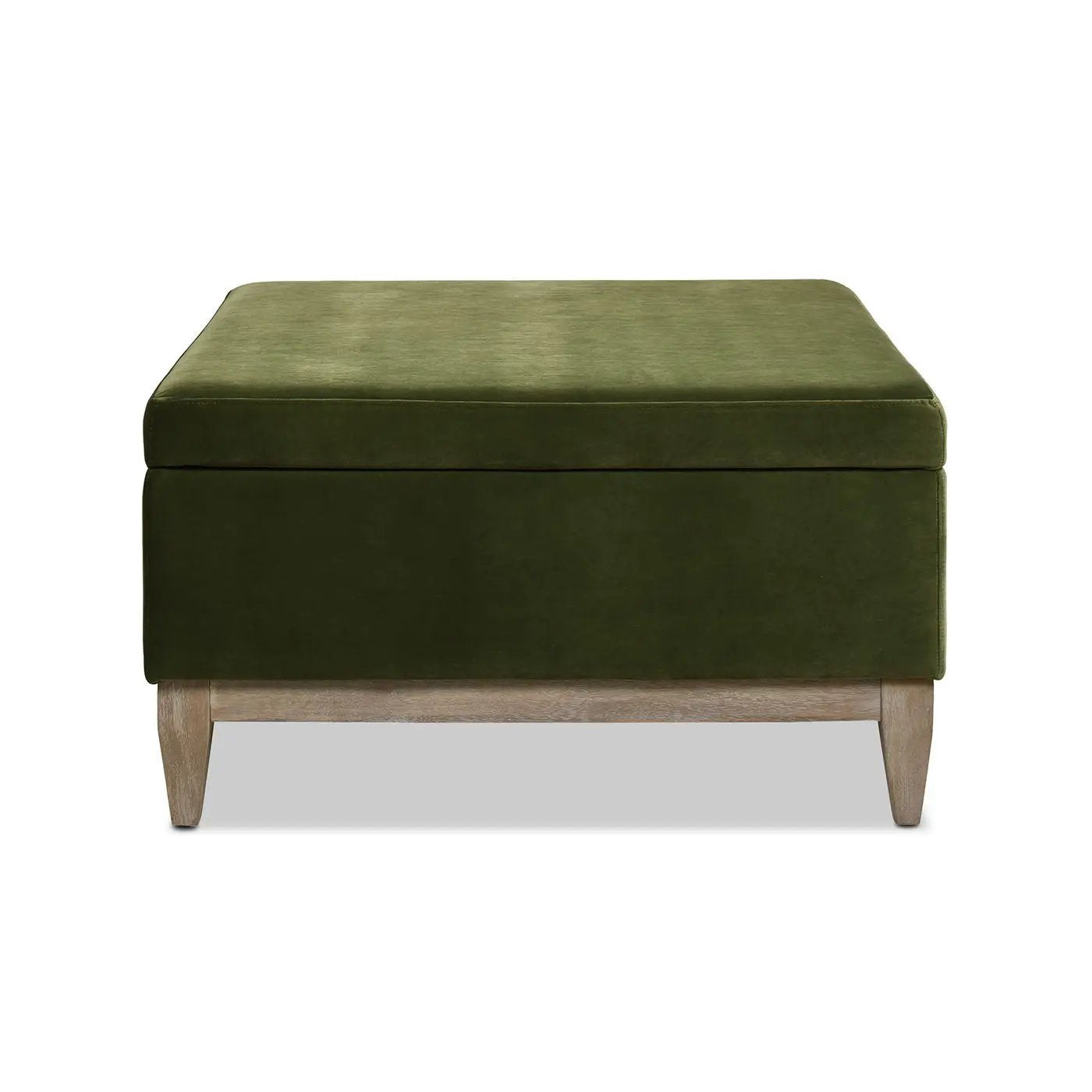 Knox - Square Storage Cocktail Ottoman - Olive Green by HouseOfZazla